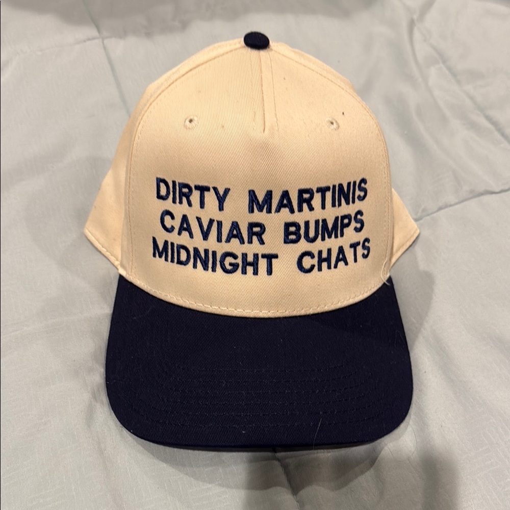 Beige and Black Graphic Cap